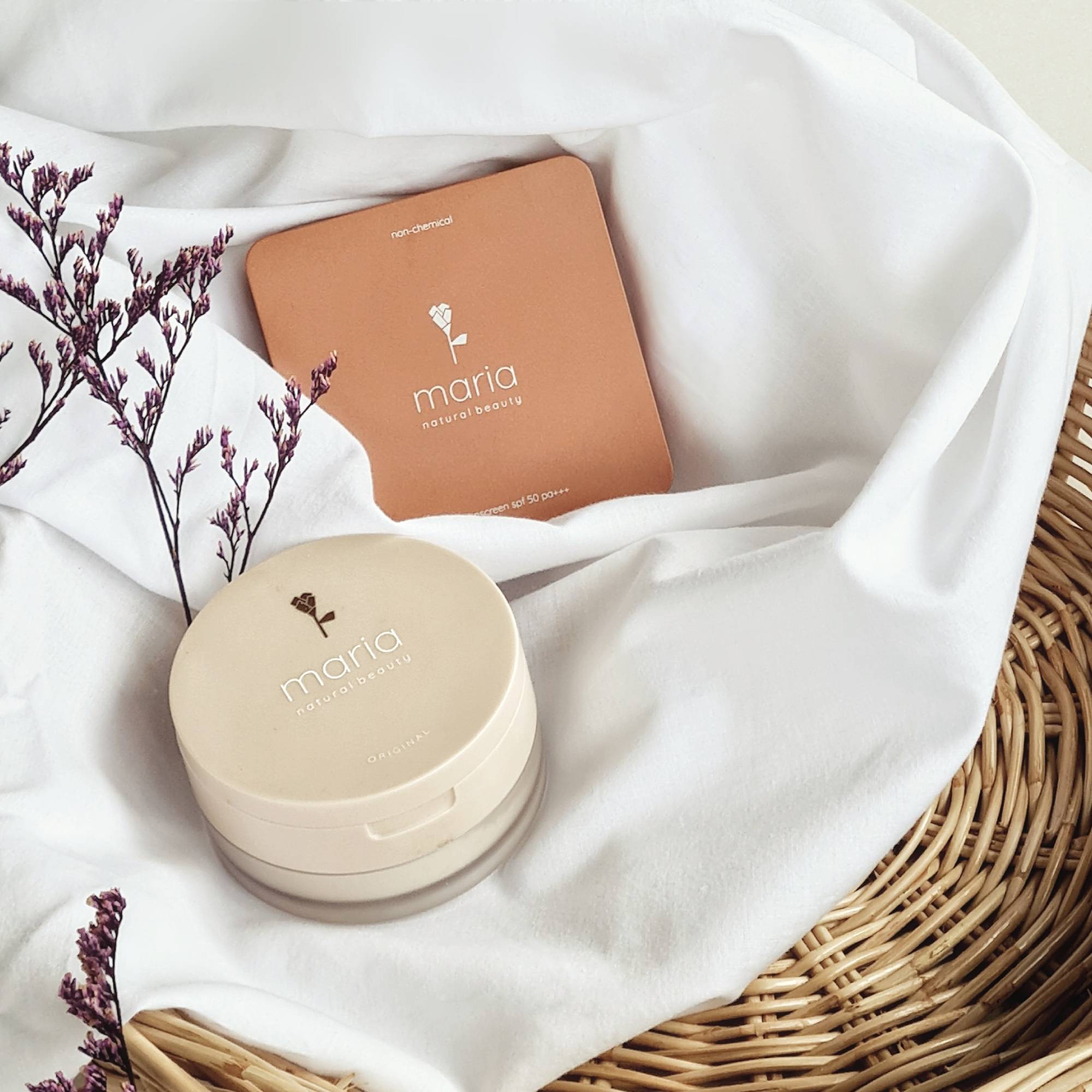 Set MARIA ACNE Mineral Powder + MARIA ACNE Cushion non-chemical sunscreen spf 50 pa+++