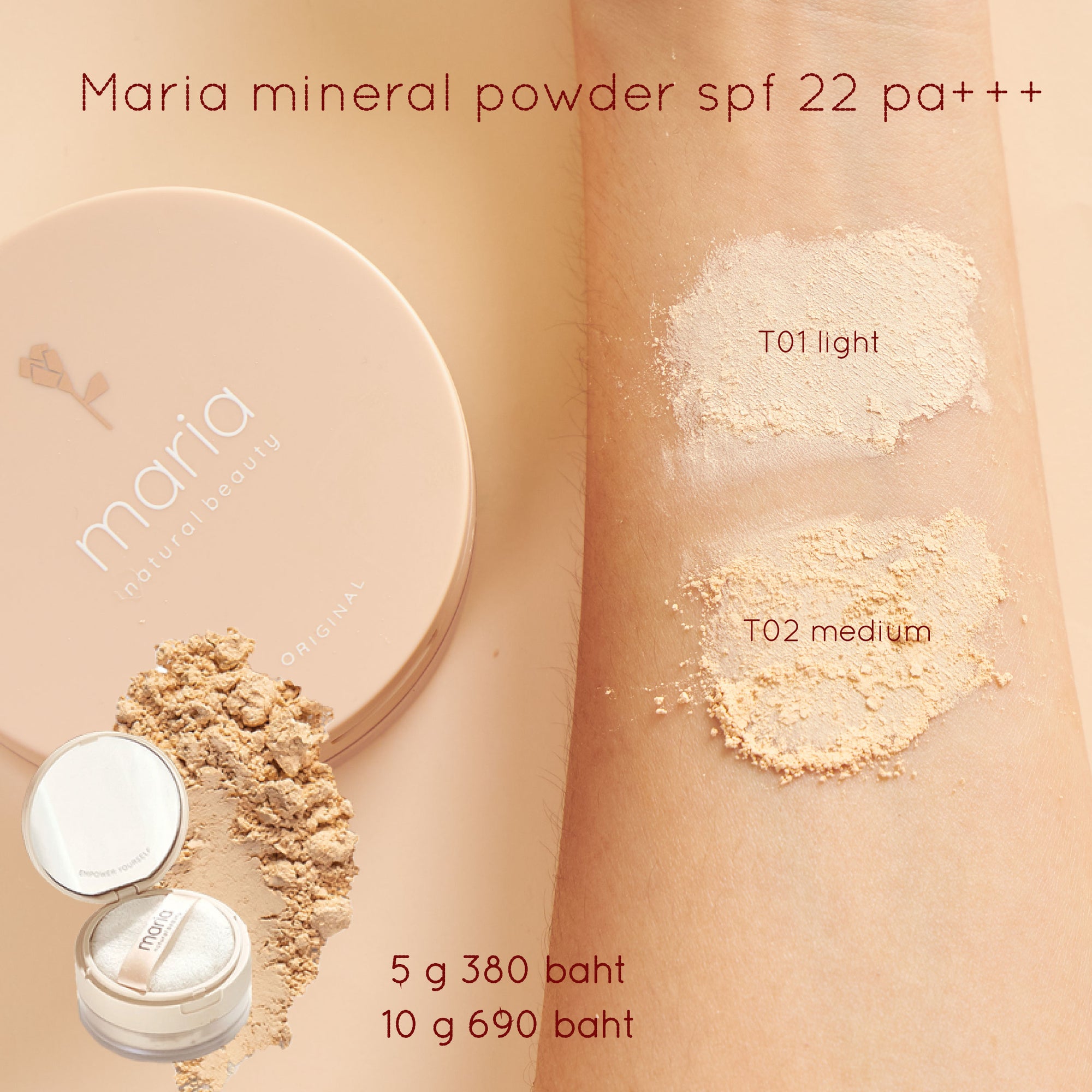 Set MARIA ACNE Mineral Powder + MARIA ACNE Cushion non-chemical sunscreen spf 50 pa+++